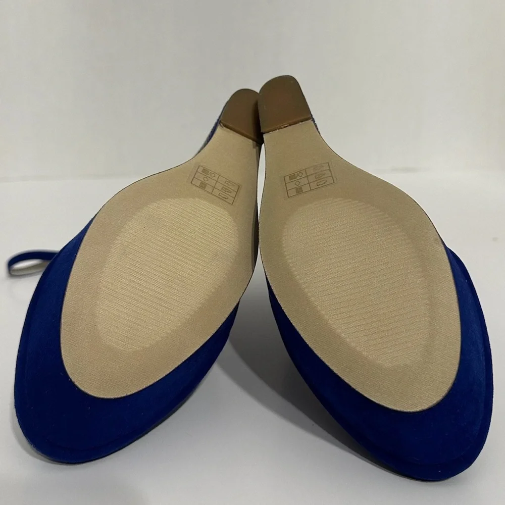 NIB JustFab Raye Cobalt Blue Rhinestone Wedge Heels Y2K Size 8.5